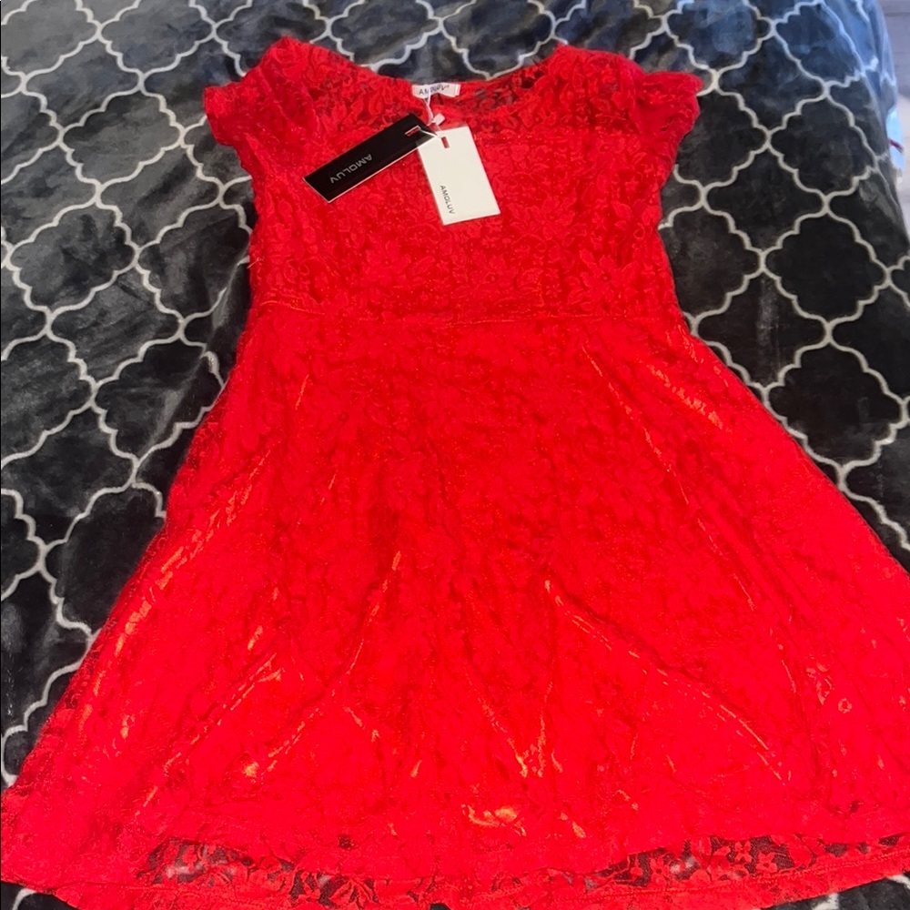 Speechless Red Fit and Flare Dress with Cap Sleeves for Cocktail